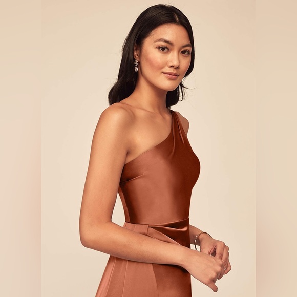 ♠️SOLD♠️ AZAZIE MARON A-Line Satin Floor-Length Prom Dress - Cedar Rose - NWT - Picture 5 of 12